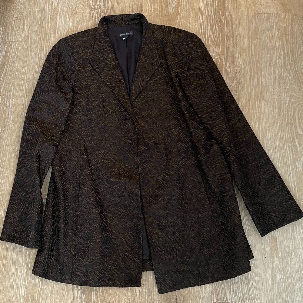 Eileen Fisher Bronze and Black Silk Duster Size S/P